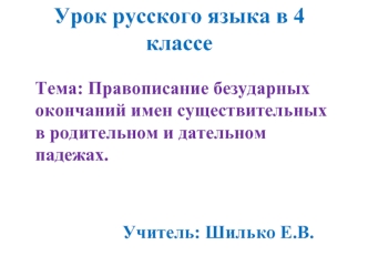 Урок русского языка в 4 классе