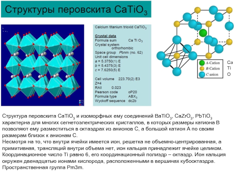 D b структура. Перовскит кристаллическая структура. Структура перовскита catio3. Перовскит структура элементарная ячейка. Структура catio3 (перовскит) (по данным ю.Третьякова).