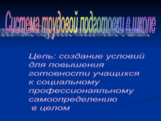 Система трудовой подготовки в школе