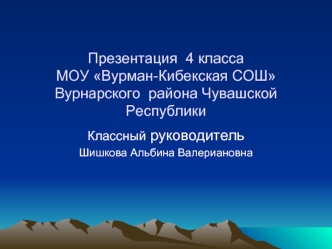 Презентация  4 класса                          МОУ Вурман-Кибекская СОШ Вурнарского  района Чувашской Республики