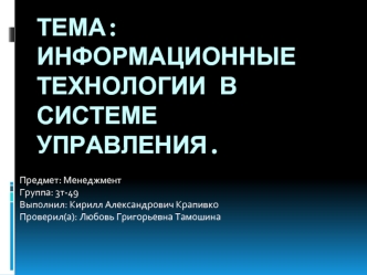 Информационные технологии в системе управления