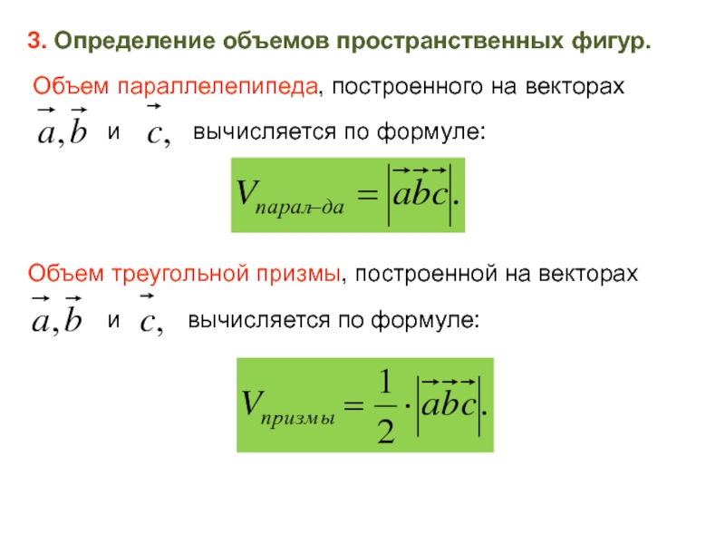 Параллелепипеда построенного на векторах