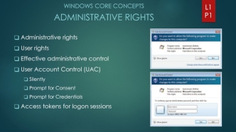 Windows core concepts administrative rights. (Lesson 1)