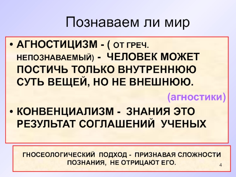 Познаем ли мы мир