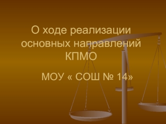 О ходе реализации основных направлений КПМО