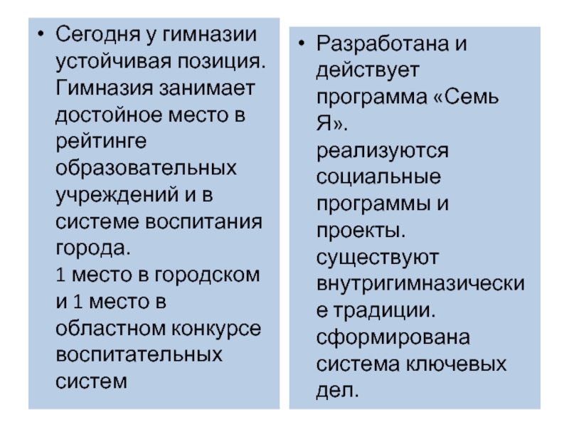 Презентация программы развития гимназии