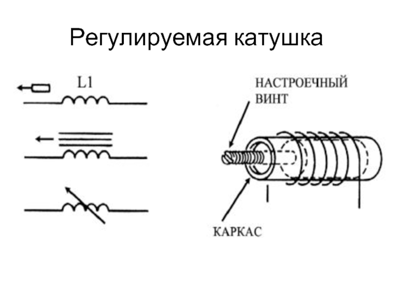 Регулируемая катушка индуктивности на схеме