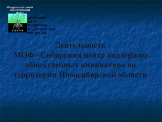 Деятельность                                                  МОФ Сибирский центр поддержки общественных инициатив на территории Новосибирской области