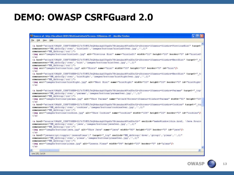 DEMO: OWASP CSRFGuard 2.0