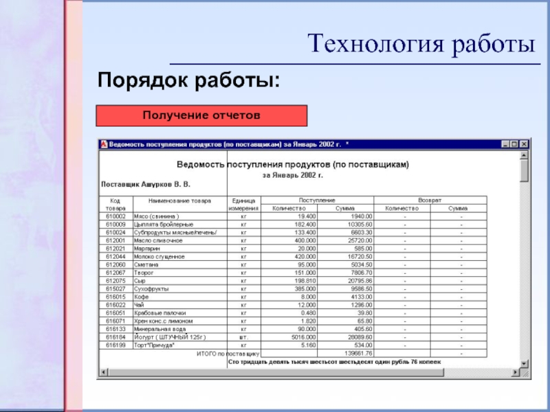 Порядок 13. Порядок в отчетах.