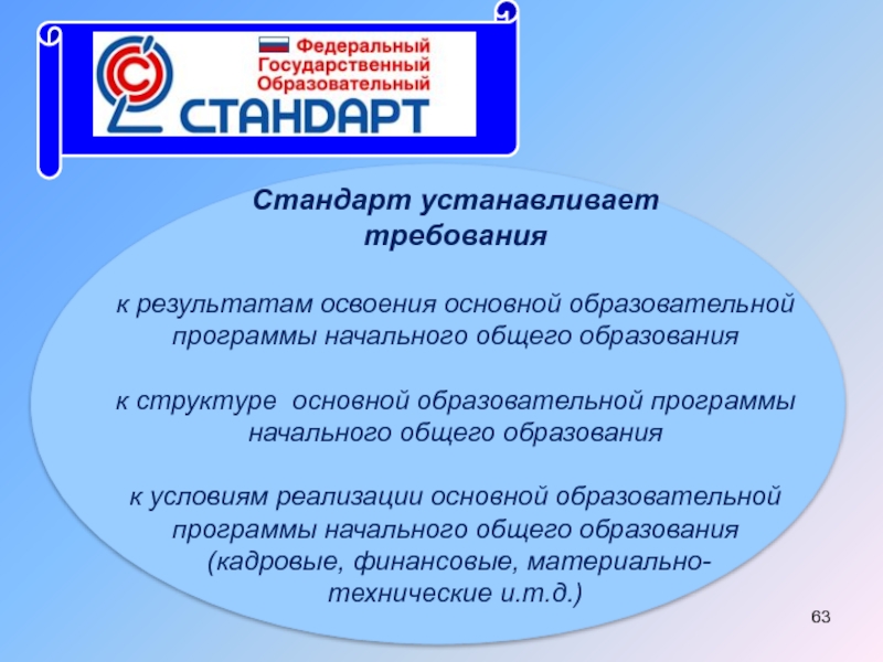 Требования к результатам основной образовательной программы. ФГОС устанавливает к условиям. Государственный образовательный стандарт устанавливает. Освоение основной образовательной программы. Стандарт не устанавливает требования.