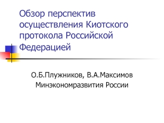 Обзор перспектив осуществления Киотского протокола Российской Федерацией