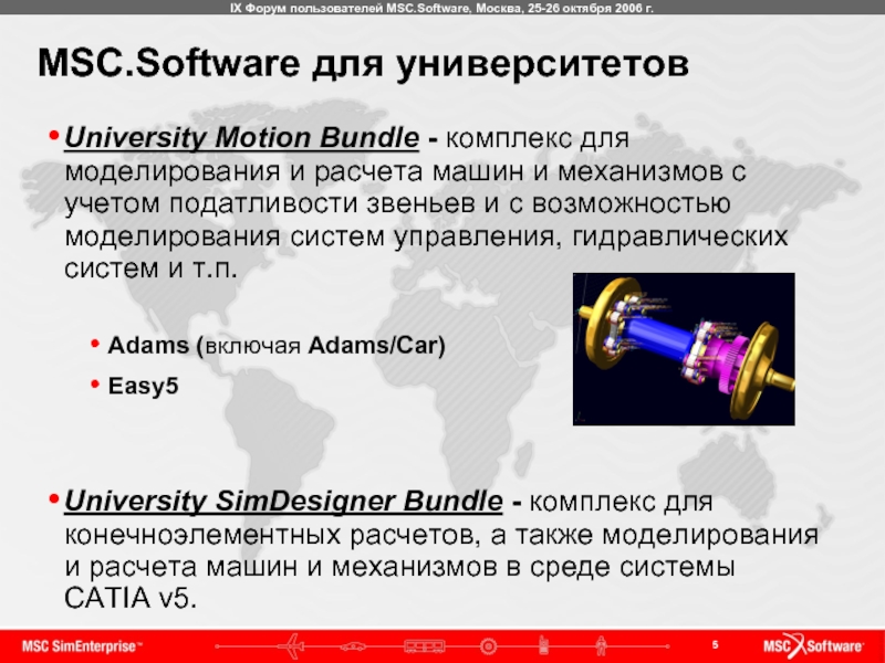 MSC.Software для университетовUniversity Motion Bundle - комплекс для моделирования и расчета