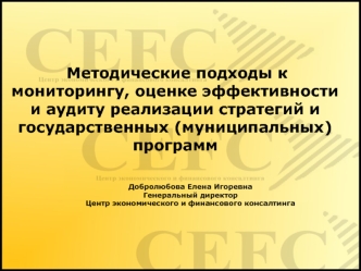 Методические подходы к мониторингу, оценке эффективности и аудиту реализации стратегий и государственных (муниципальных) программ