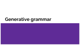 Generative grammar