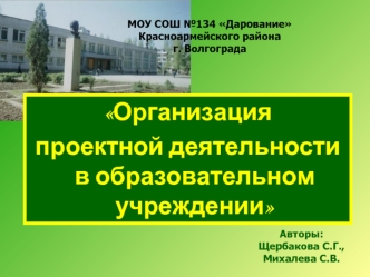 Организация 
проектной деятельности в образовательном учреждении