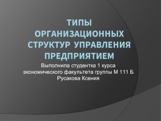 Типы организационных структур управления предприятием