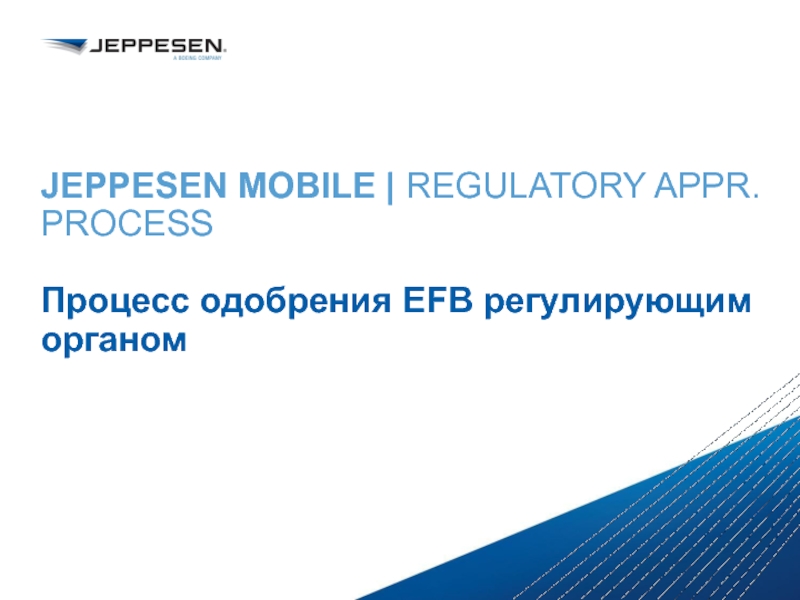 JEPPESEN MOBILE | REGULATORY APPR. PROCESS  Процесс одобрения EFB регулирующим органом