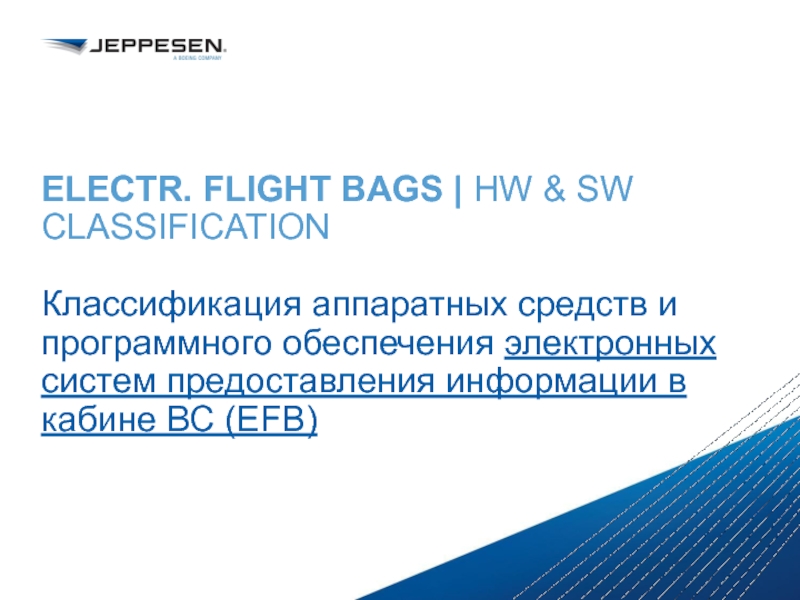ELECTR. FLIGHT BAGS | HW & SW CLASSIFICATION  Классификация аппаратных