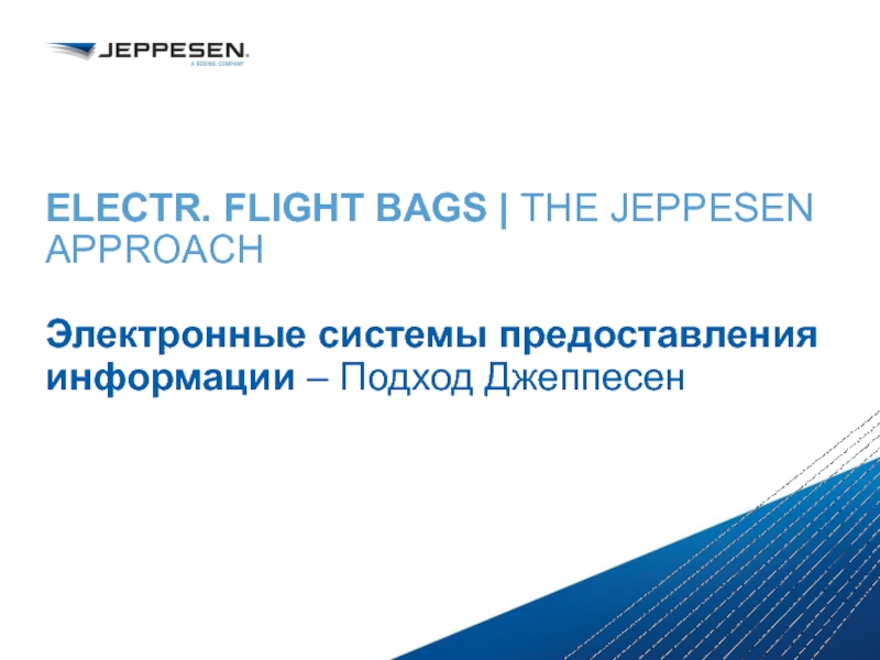 ELECTR. FLIGHT BAGS | THE JEPPESEN APPROACH  Электронные системы предоставления информации – Подход Джеппесен