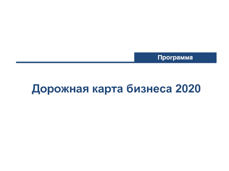 Дорожная карта бизнеса 2020 Программа