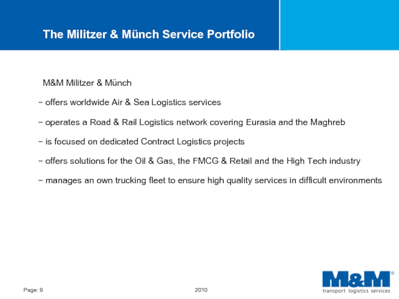 The Militzer & Münch Service Portfolio M&M Militzer & Münch