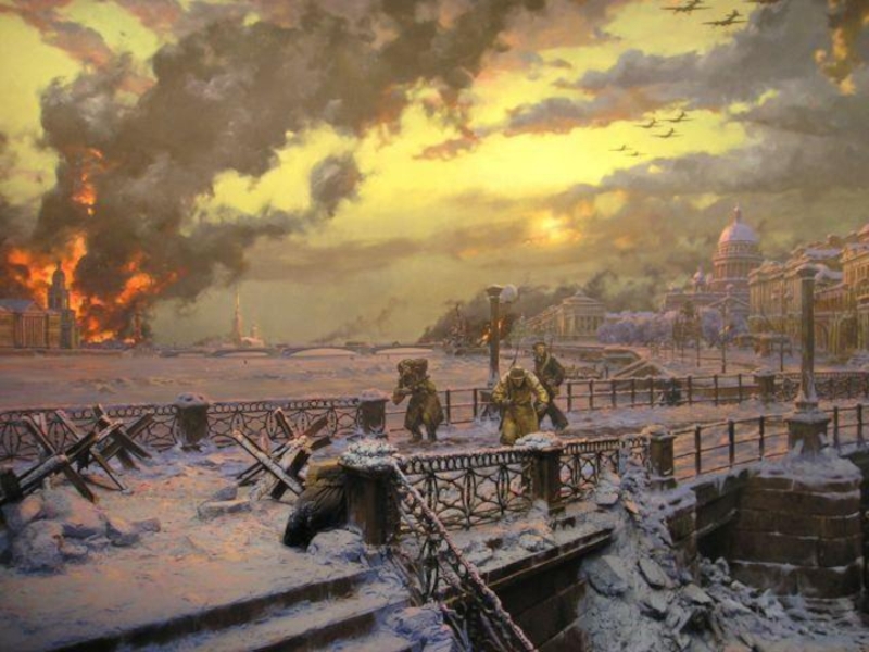 Бомбёжки города.  Враги подошли близко к Ленинграду  и теперь могли обстреливать из пушек