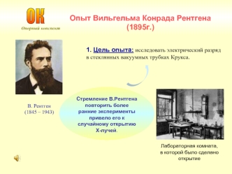 Опыт Вильгельма Конрада Рентгена (1895г.)