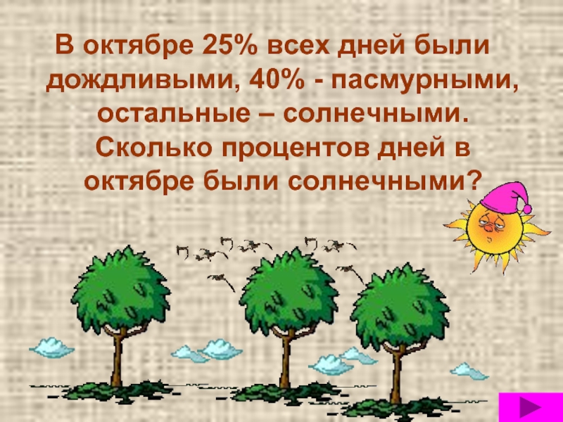 На круговой диаграмме отметили сколько дождливых солнечных и облачных дней было в июне