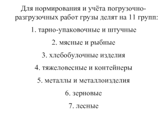 Классификация и номенклатура грузов