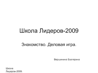 Школа Лидеров-2009