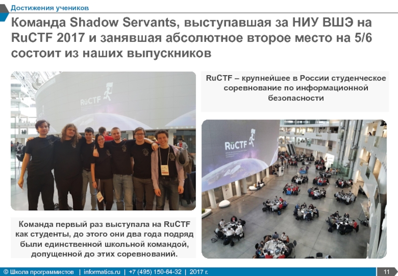 Команда Shadow Servants, выступавшая за НИУ ВШЭ на RuCTF 2017 и