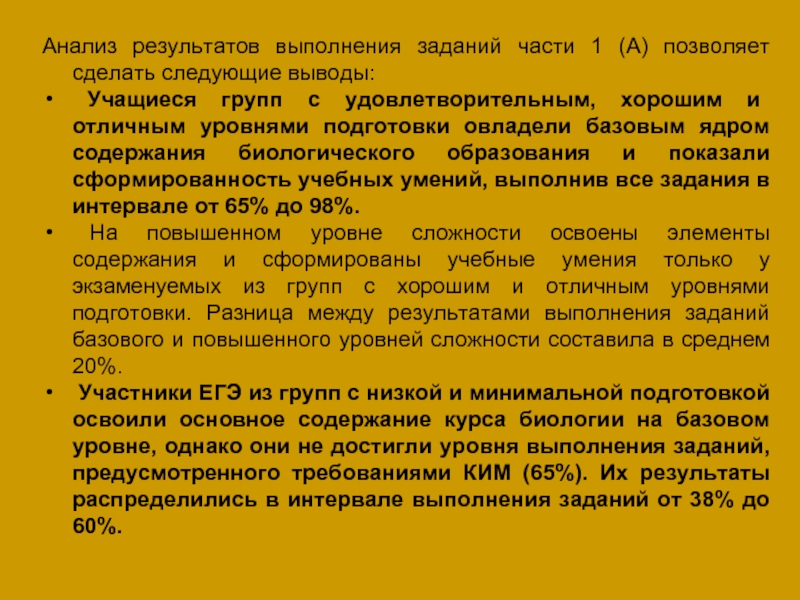 Анализ позволяет сделать следующие выводы. Анализ позволяет сделать следующие выводы