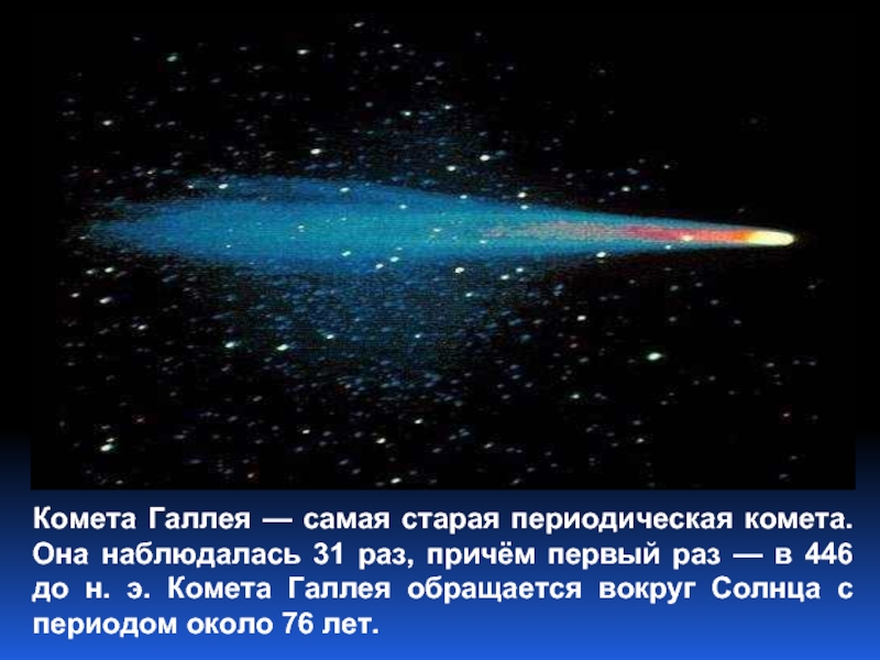Комета Галлея — самая старая периодическая комета. Она наблюдалась 31 раз, причём
