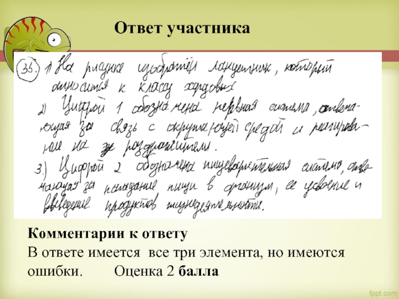 Комментарии к ответу В ответе имеется все три элемента, но имеются ошибки.    Оценка 2