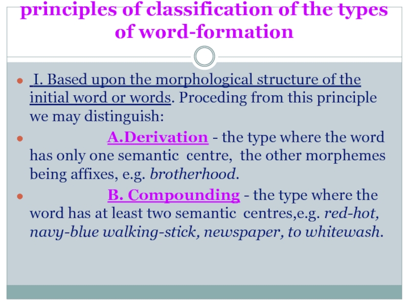principles of classification of the types of word-formation I. Based upon