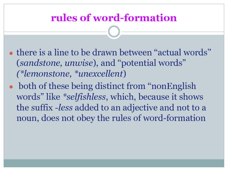 rules of word-formationthere is a line to be drawn between “actual