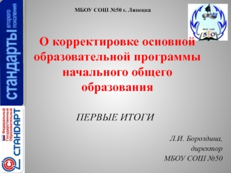 О корректировке основной образовательной программы начального общего образования