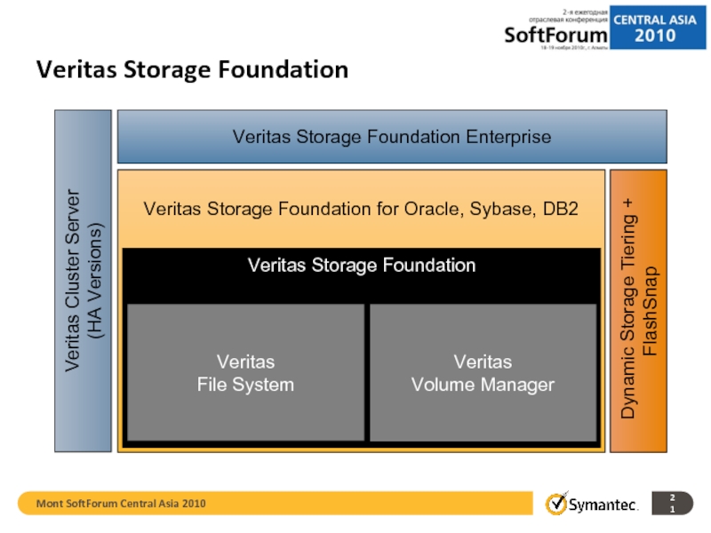 Veritas Storage Foundation for Oracle, Sybase, DB2  Veritas Storage Foundation
