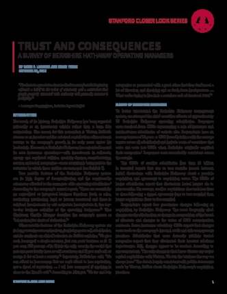 Trust and Consequences: A Survey of Berkshire Hathaway Operating Managers