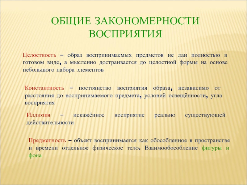 Понимание образа. Закономерности восприятия. Общие закономерности восприятия. Закономерности процесса восприятия. Основные закономерности восприятия.