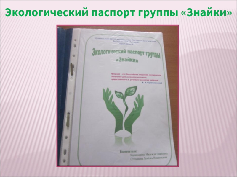 Экологический паспорт группы «Знайки»