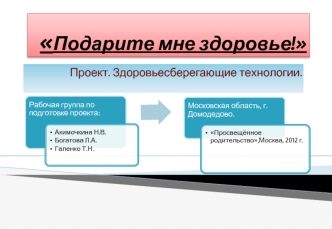 Подарите мне здоровье!