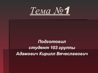 Тема №1