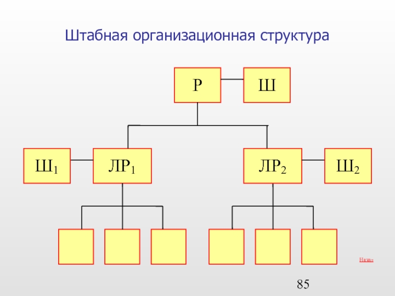 Штабная организационная структура ЛР1    ЛР2 Р Ш Ш2 Ш1 Назад