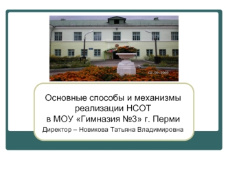 Основные способы и механизмы реализации НСОТ в МОУ Гимназия №3 г. Перми
Директор – Новикова Татьяна Владимировна