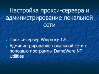 Настройка прокси-сервера и администрирование локальной сети