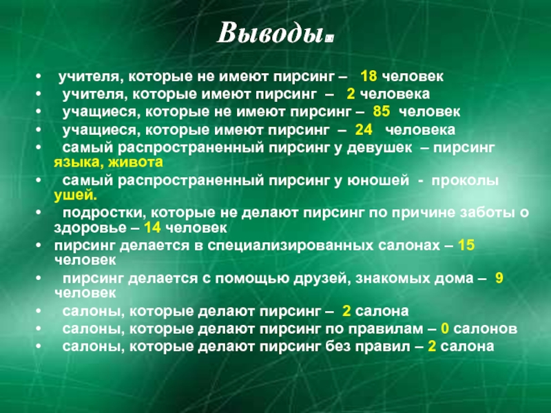 Вывод учителя. Цель проекта на тему пирсинга. Вывод про учителя. Цель и задача пирсинга.