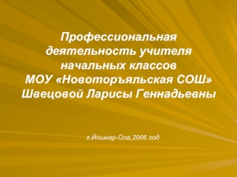 Профессиональная деятельность учителя начальных классовМОУ Новоторъяльская СОШШвецовой Ларисы Геннадьевны