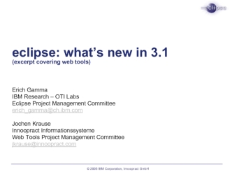 eclipse: what’s new in 3.1(excerpt covering web tools)